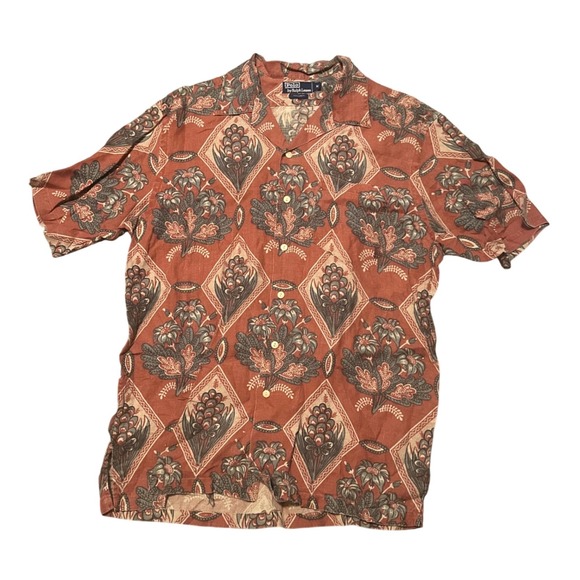 Polo by Ralph Lauren Linen Short Sleeve Button Up Shirt Men's M Floral Print